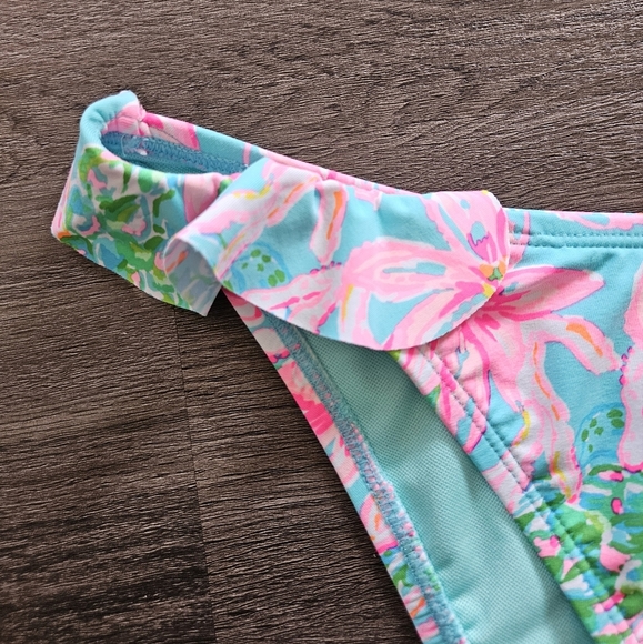 Lilly Pulitzer Light Blue Pink Mitra Bikini Bottom NWOT Size 0 - Picture 6 of 14
